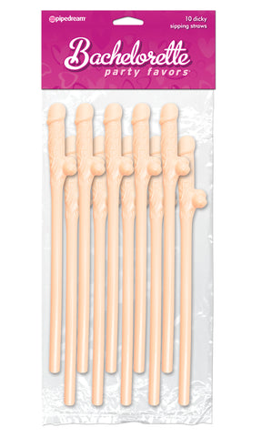 Bachelorette Party Favors Dicky Sipping Straws Set of 10 Beige Bachelor & Bachelorette Items