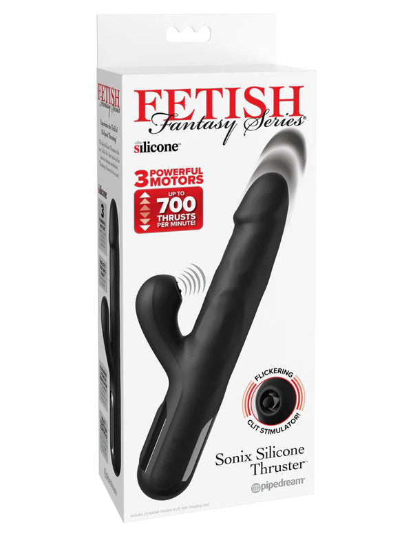 Ffs Sonix Silicone Thruster 22 Cm Usb Thrusting Vibrator with Flicking Clit Stimulator Black > Vibrators > Ladies > Rabbit