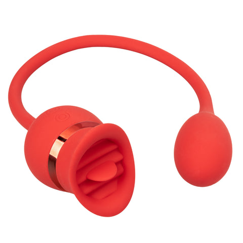 French Kiss Casanova Red Silicone Dual Motor Vibrating Massager with Flickering Teaser and USB Rechargeable Battery Finger Stimulator
