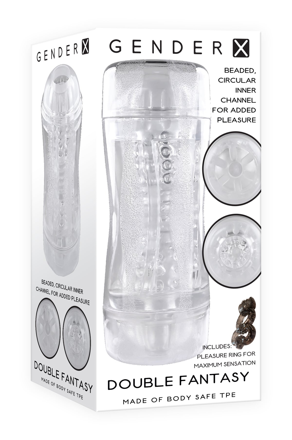 Gender X Double Fantasy – Dual-Ended Transparent Stroker > Sex Toys For Men > Masturbators Cup