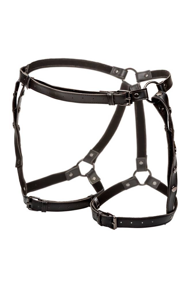 Euphoria Collection Riding Thigh Harness Black Vegan Leather With Plush Velvet Lining Adjustable Waist > Clothes > Womens Harnesses