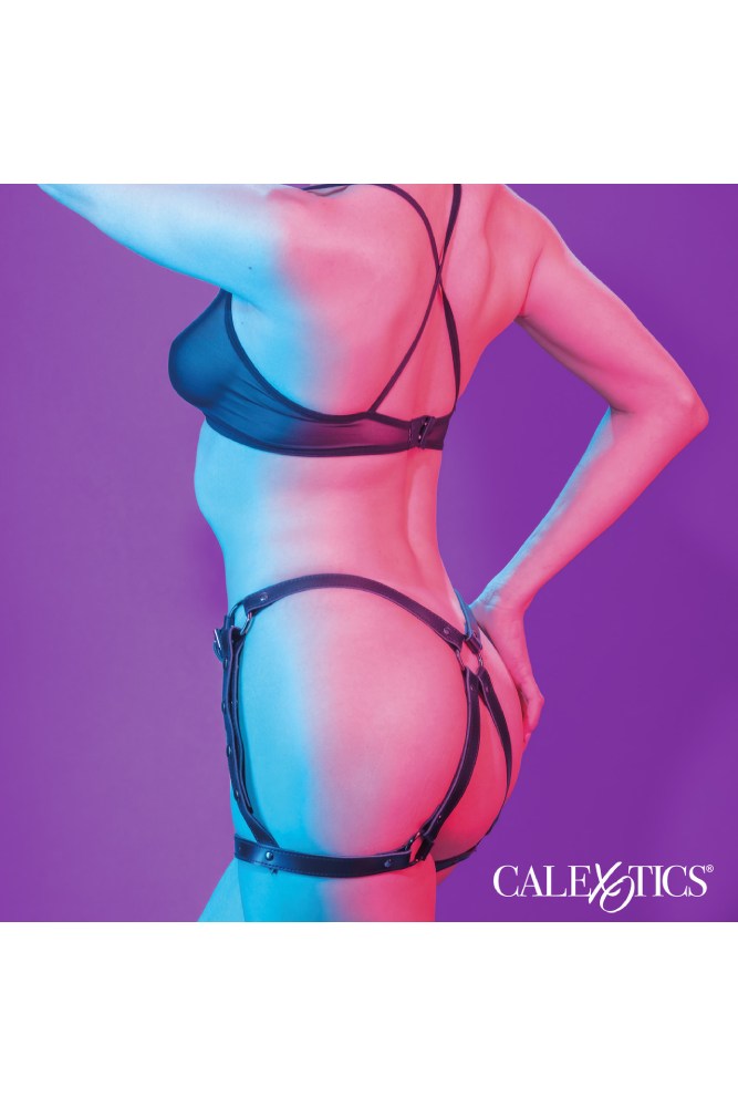 Euphoria Collection Riding Thigh Harness Black Vegan Leather With Plush Velvet Lining Adjustable Waist > Clothes > Womens Harnesses