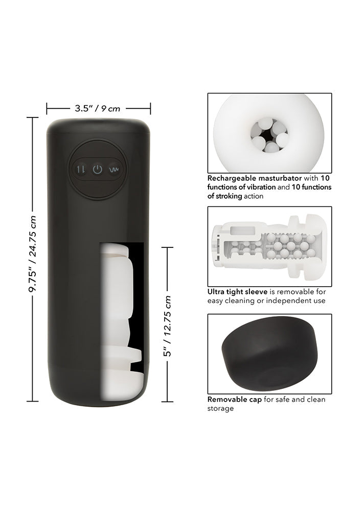 Optimum Power Vibrating and Thruster Stroker Black Masturbator with Ultra-Soft Textured Sleeve > Sex Toys For Men > Masturbators > Vibrating