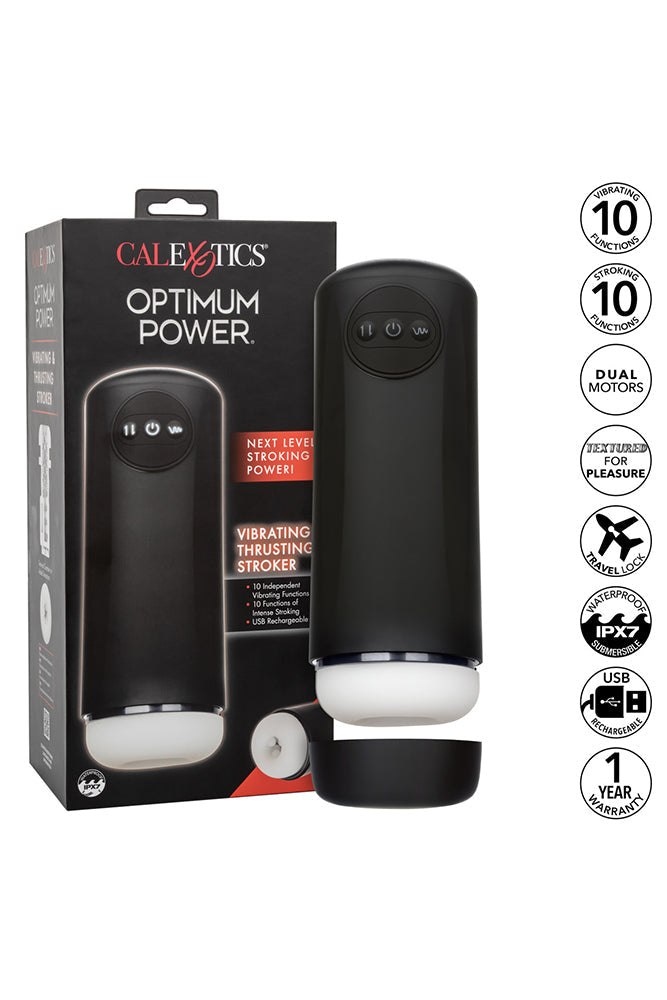 Optimum Power Vibrating and Thruster Stroker Black Masturbator with Ultra-Soft Textured Sleeve > Sex Toys For Men > Masturbators > Vibrating