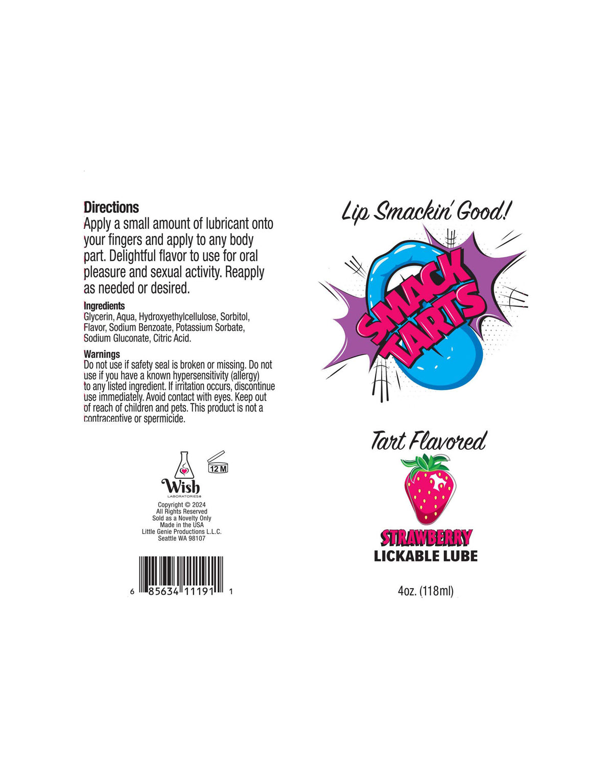 Smack Tarts Sour Strawberry Lubricant 120ml Tube Default Title > Lube > Flavoured