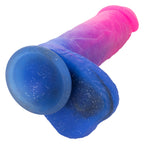 Naughty Bits Ombré Hombre XL Vibrating Dildo in Pink and Blue with Glitter Finish > Vibrators > Realistic Vibrators