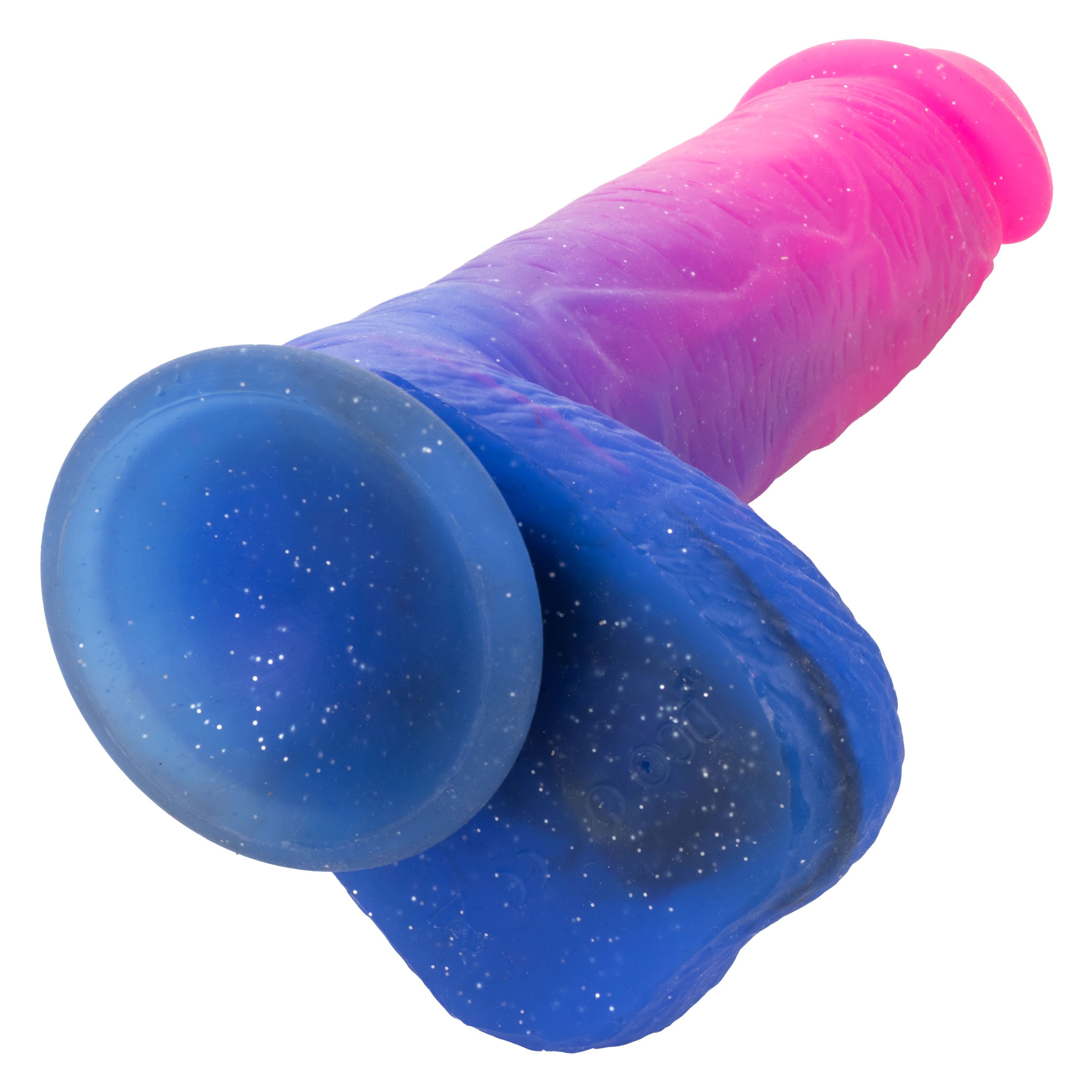 Naughty Bits Ombré Hombre XL Vibrating Dildo in Pink and Blue with Glitter Finish > Vibrators > Realistic Vibrators