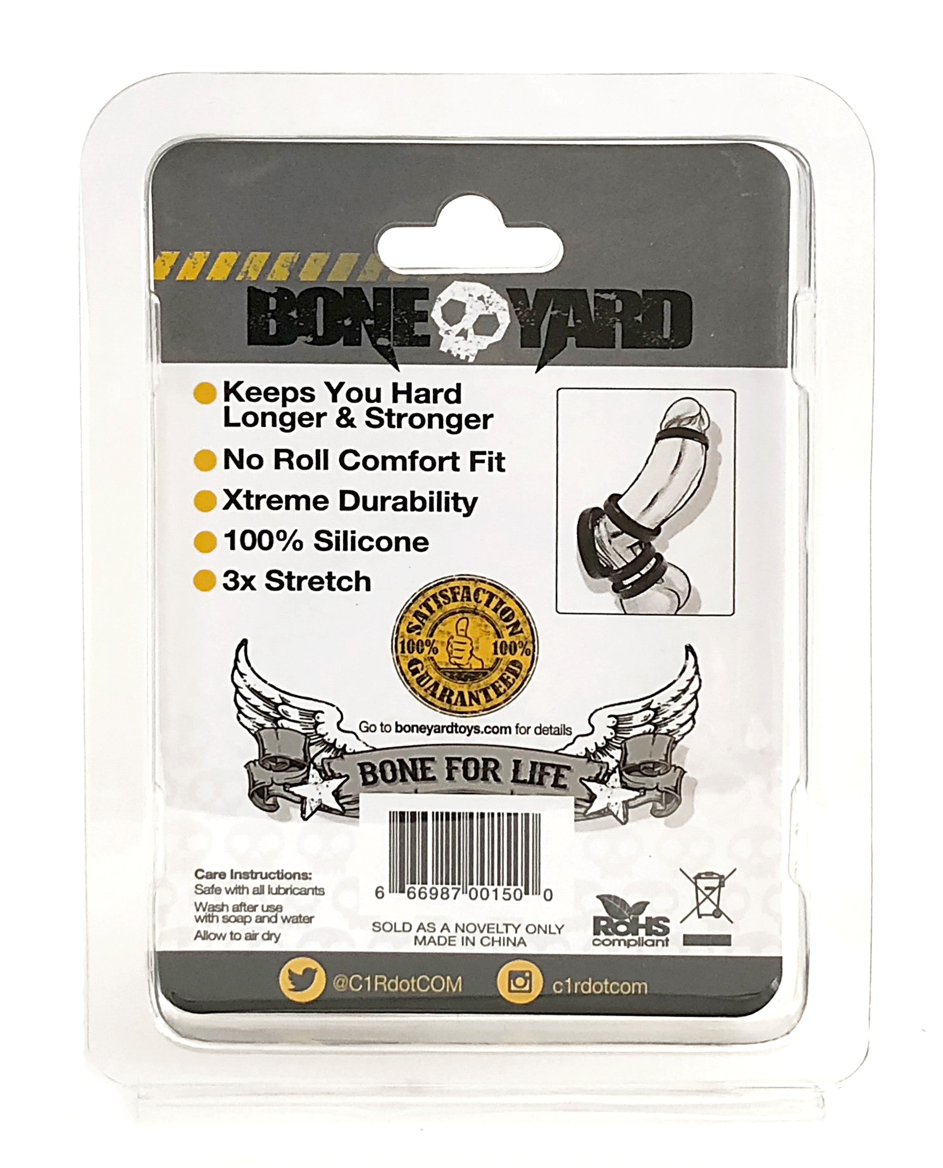 Boneyard Silicone Ring 50mm Black Adult Toy for Comfort and Durability COCK RINGS