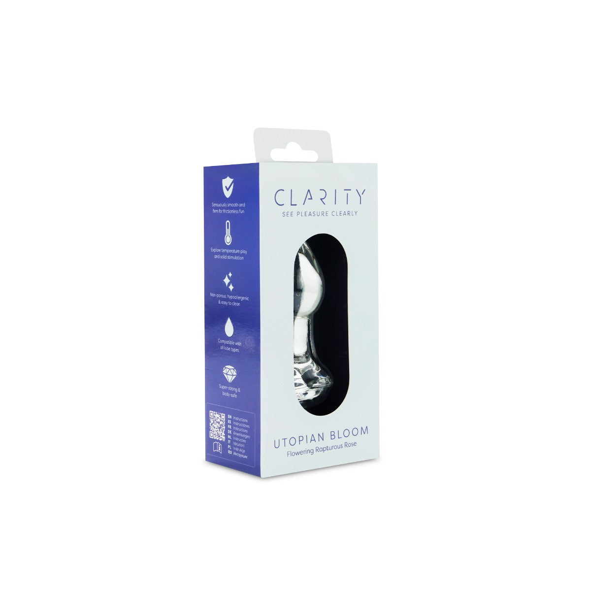 Clarity Utopian Bloom Handcrafted Glass 4.3 Inch Butt Plug > Glass > Dildos