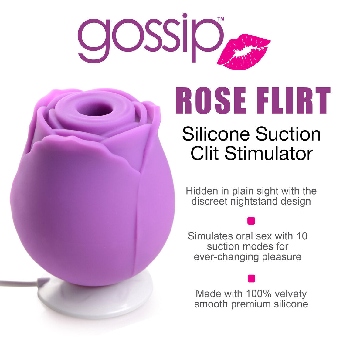 Gossip Cum Into Bloom Clitoral Vibrator Rose Flirt Purple 10X Stimulator Rechargeable > Sex Toys For Ladies > Rose Stimulators