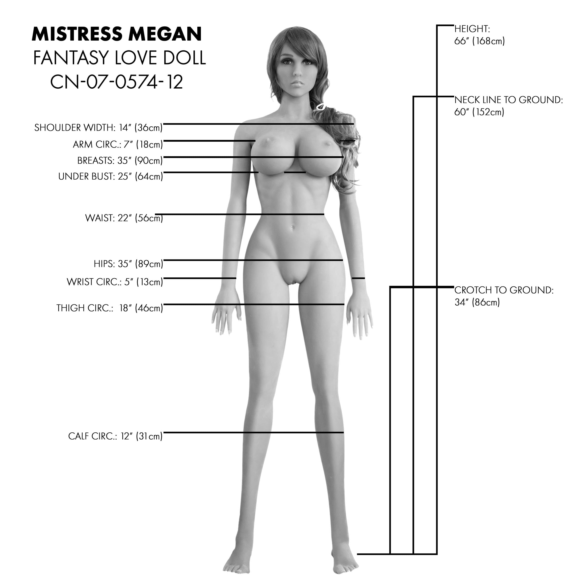 Mistress Megan Life Size Sex Doll 66 Inch 88lb Realistic BioSkin TPE with Poseable Joints and Accessories > Sex Toys > Sex Dolls > Premium