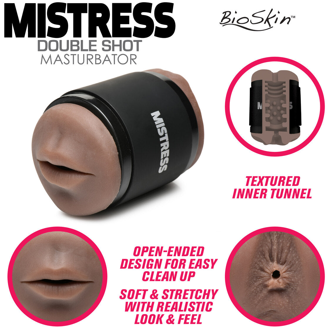 Mistress Double Shot Mini Masturbators Ass and Mouth Dark Tone Compact Ergonomic Design > Sex Toys For Men > Masturbators > Manual