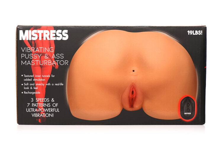 Mistress 3D Life Size Vibrating Pussy and Ass Masturbator with Remote Control and Textured Inner Tunnels > Sex Toys For Men > Assbators