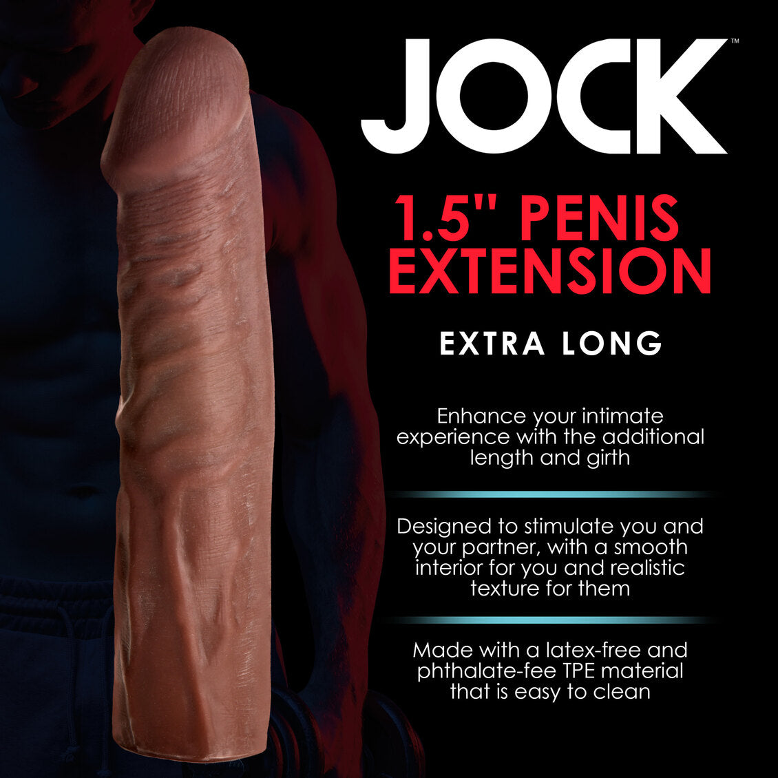 Curve Toys | JOCK Extra Long 1.5 Penis Extension Sleeve - Dark