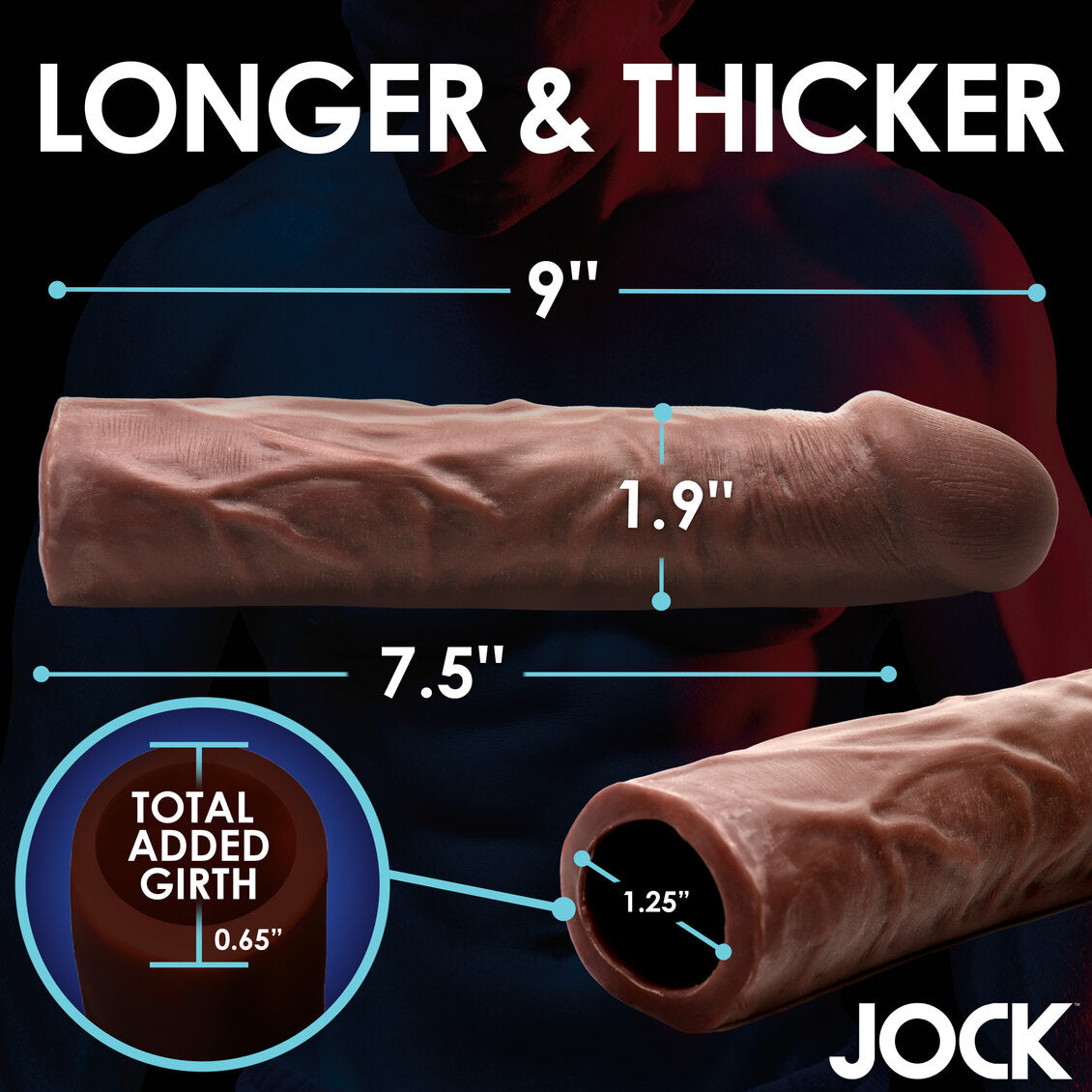 Curve Toys | JOCK Extra Long 1.5 Penis Extension Sleeve - Dark