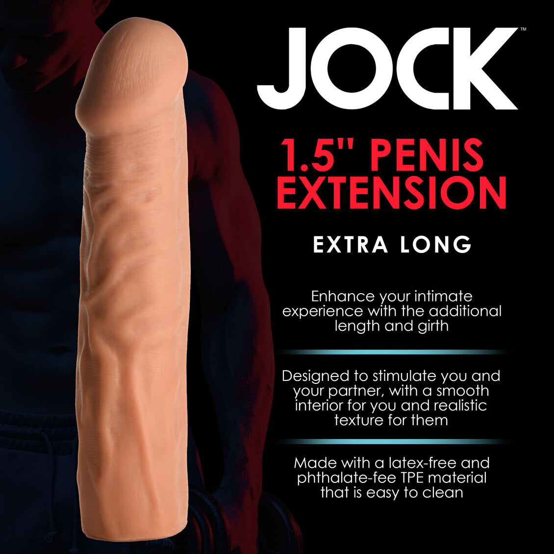 Curve Toys | JOCK Extra Long 1.5 Penis Extension Sleeve - Medium