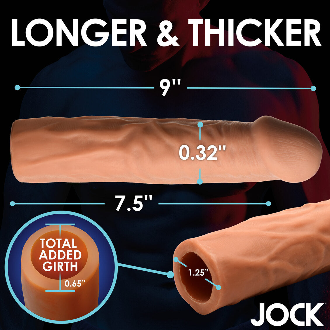 Curve Toys | JOCK Extra Long 1.5 Penis Extension Sleeve - Medium