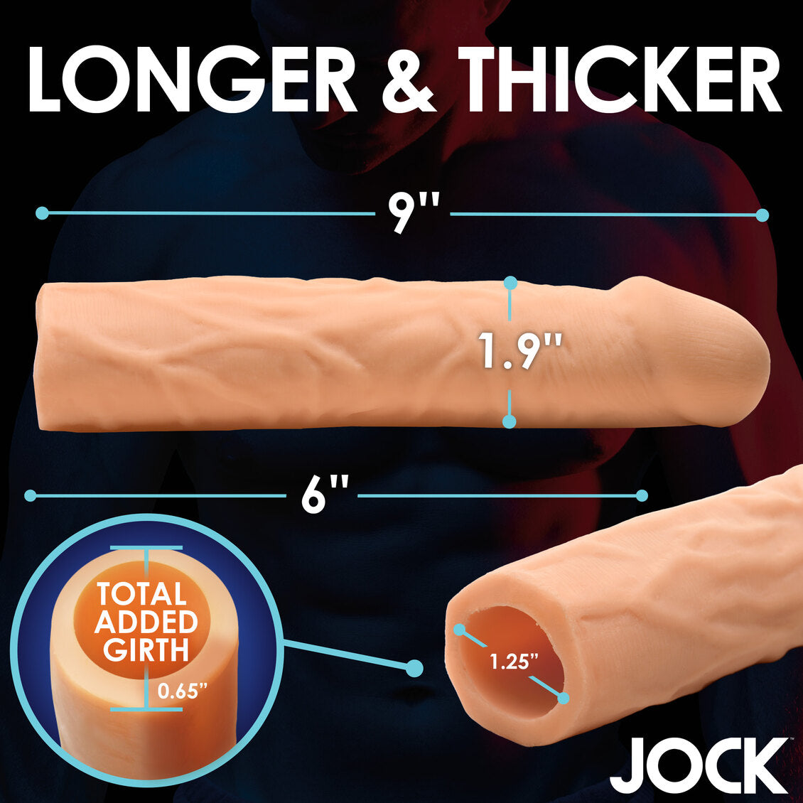 Curve Toys | JOCK Extra Long 3 Penis Extension Sleeve - Light