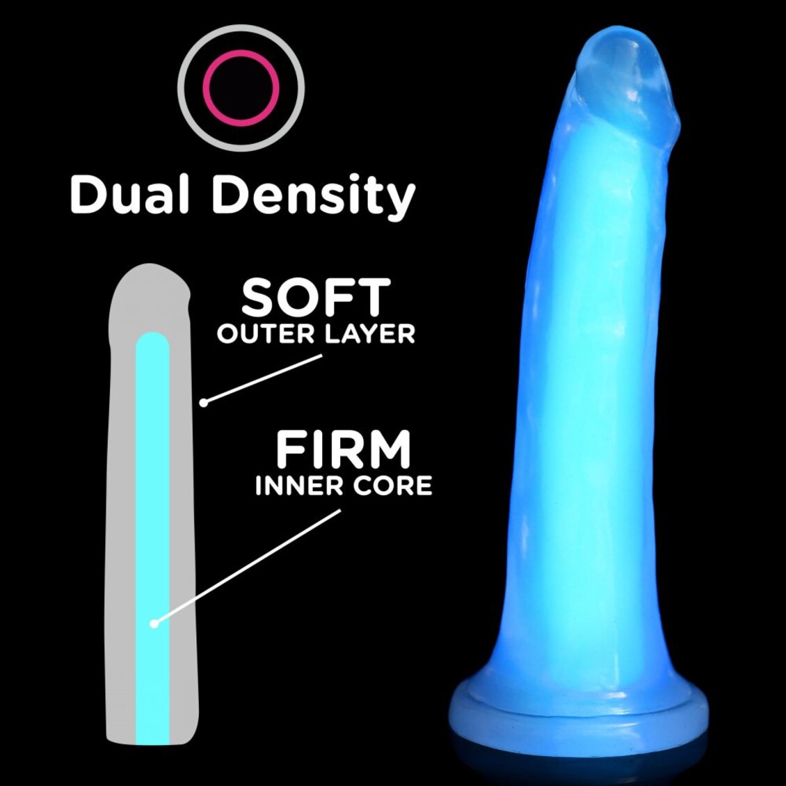Curve Toys | LolliCock 7 inches Glow-In-The-Dark Silicone Dildo Blue