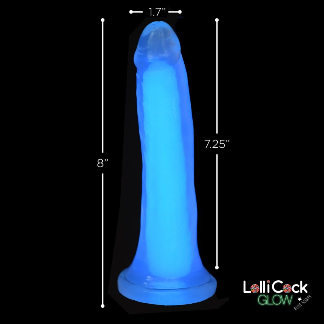 Curve Toys | LolliCock 7 inches Glow-In-The-Dark Silicone Dildo Blue