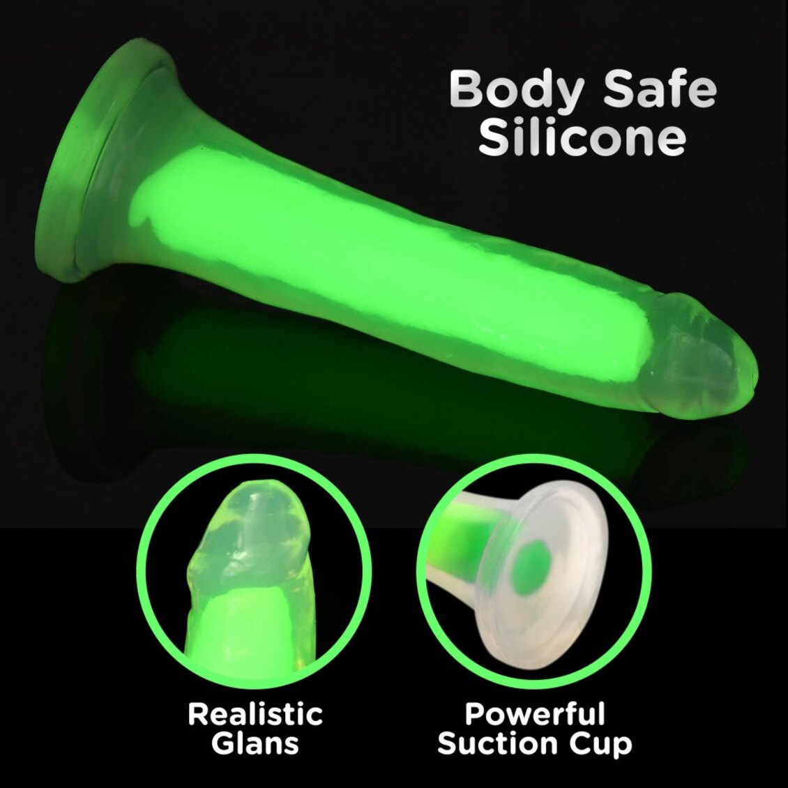 Curve Toys | LolliCock 7 inches Glow-In-The-Dark Silicone Dildo Green