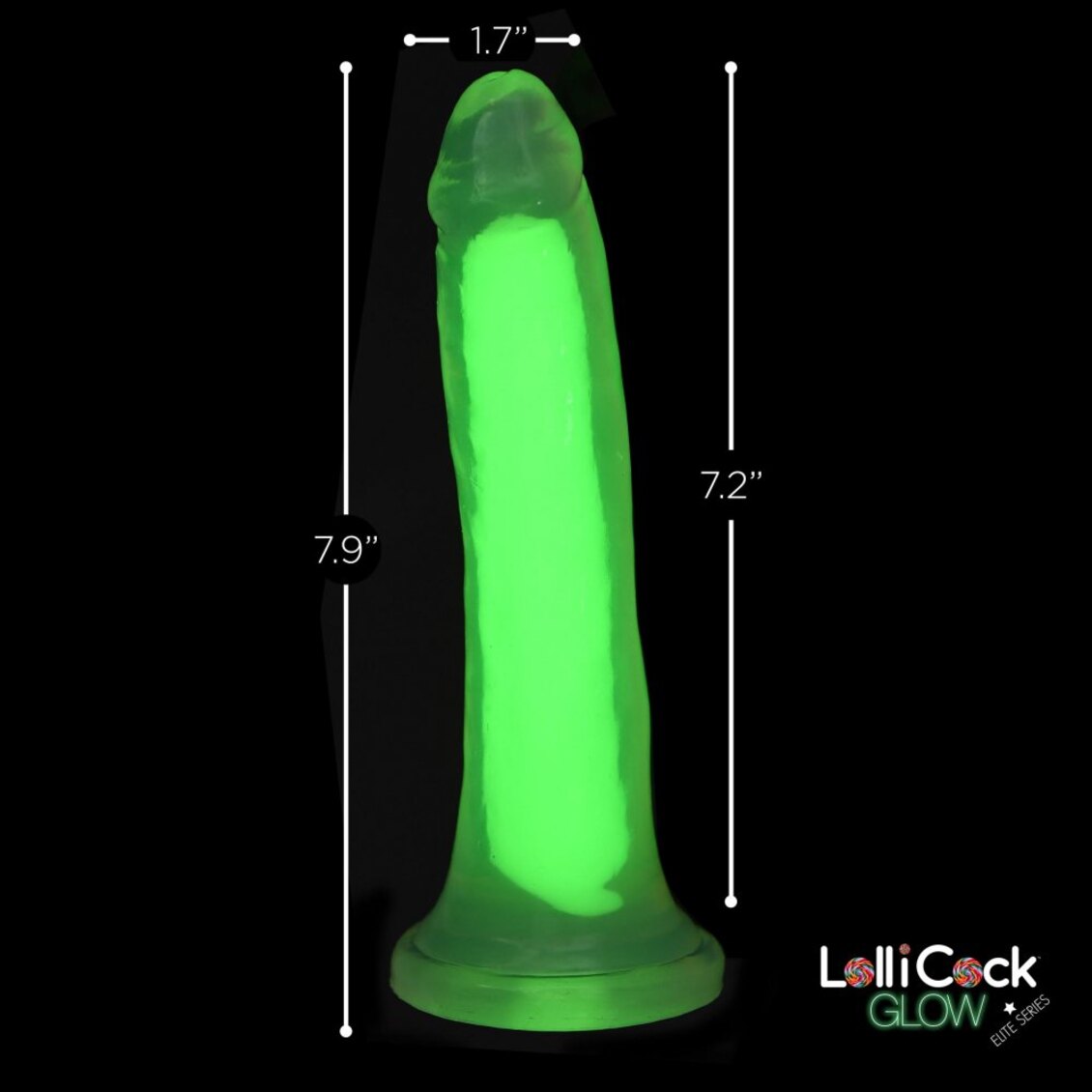 Curve Toys | LolliCock 7 inches Glow-In-The-Dark Silicone Dildo Green