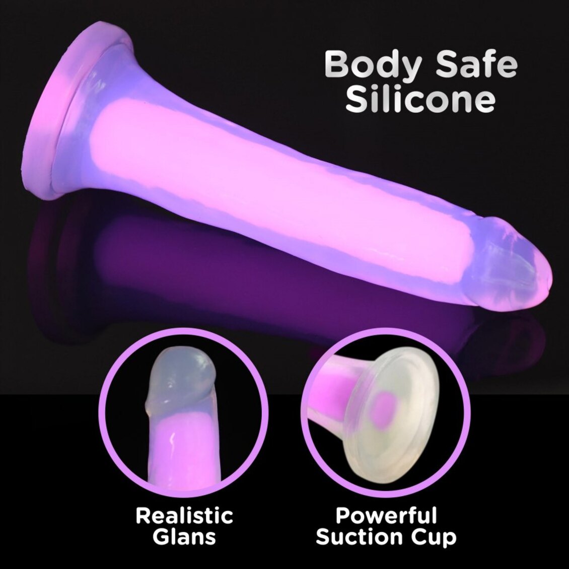 Curve Toys | LolliCock 7 inches Glow-In-The-Dark Silicone Dildo Pink
