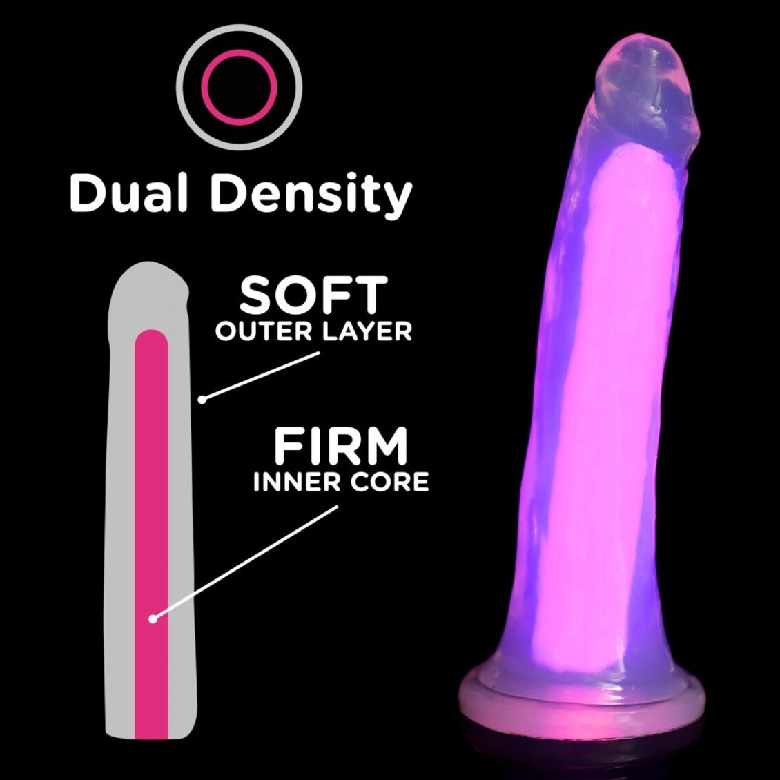 Curve Toys | LolliCock 7 inches Glow-In-The-Dark Silicone Dildo Pink