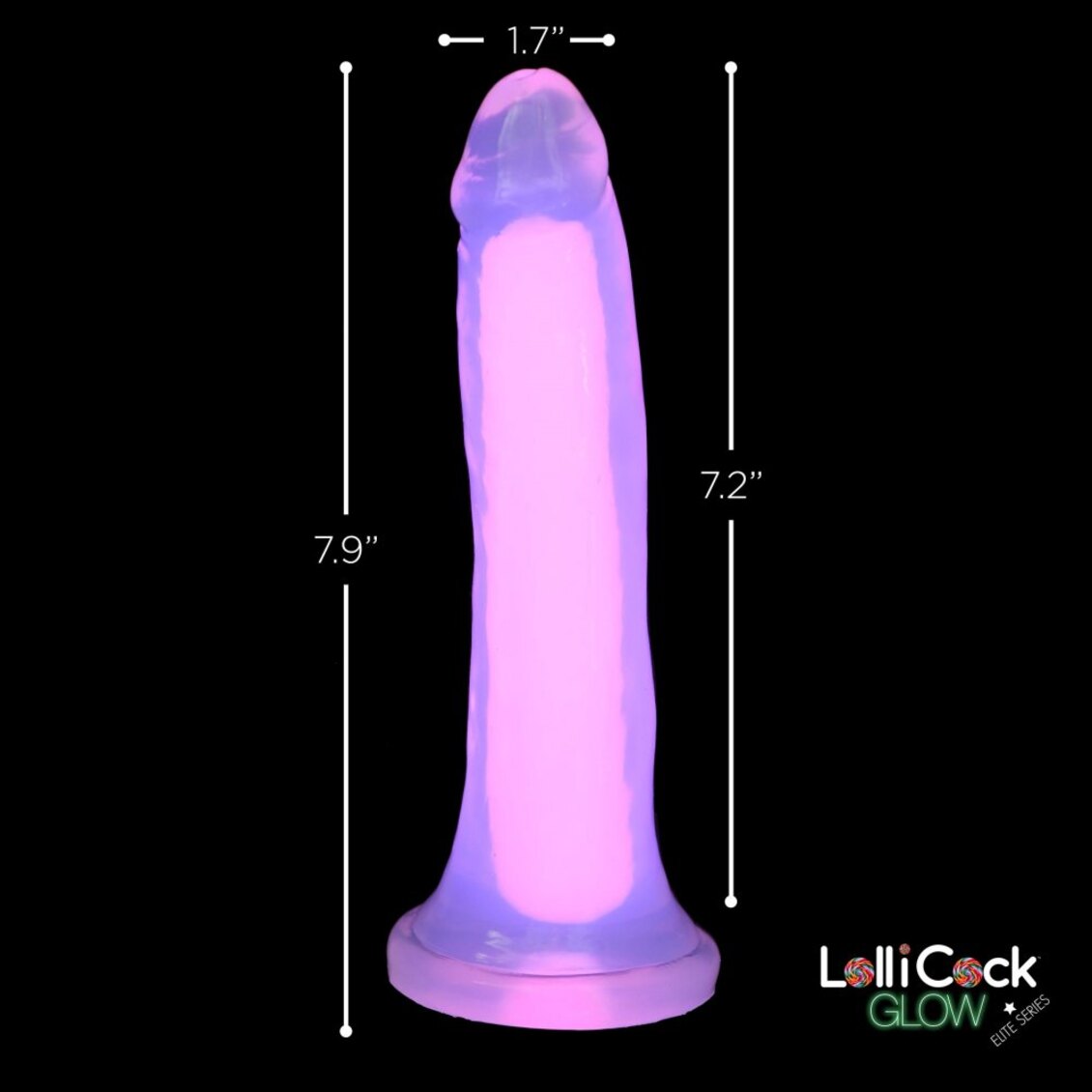 Curve Toys | LolliCock 7 inches Glow-In-The-Dark Silicone Dildo Pink