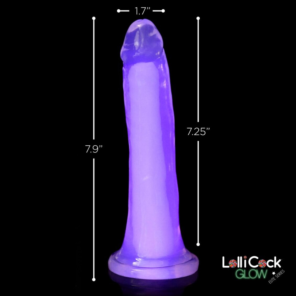 Curve Toys | LolliCock 7 inches Glow-In-The-Dark Silicone Dildo Purple