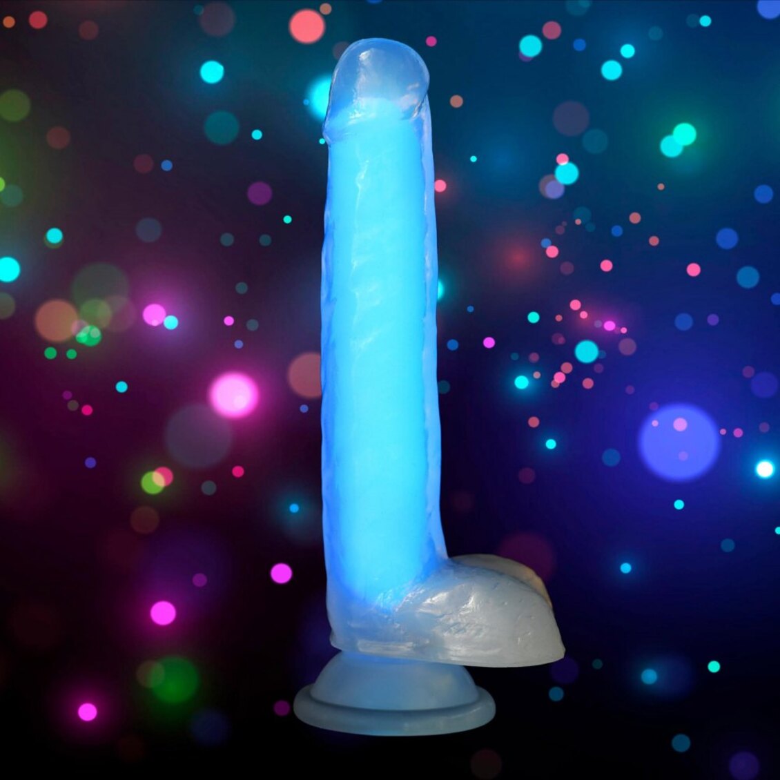 Lollicock 7 Inch Glow-In-The-Dark Silicone Dildo With Balls Blue Secondary image