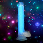 Curve Toys | LolliCock 7 inches Glow-In-The-Dark Silicone Dildo w Balls Blue