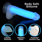 Curve Toys | LolliCock 7 inches Glow-In-The-Dark Silicone Dildo w Balls Blue