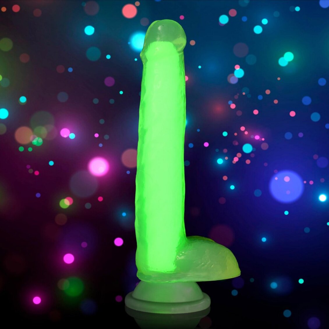 Curve Toys | LolliCock 7 inches Glow-In-The-Dark Silicone Dildo w Balls Green
