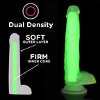 Curve Toys | LolliCock 7 inches Glow-In-The-Dark Silicone Dildo w Balls Green