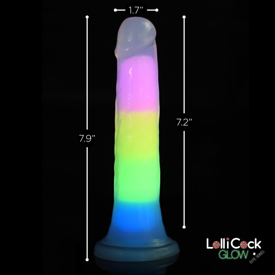 Curve Toys | Lollicock 7 Glow-in-the-Dark Rainbow Silicone Dildo