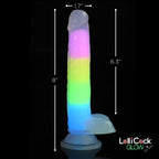 Curve Toys | Lollicock 7 Glow-in-the-Dark Rainbow Silicone Dildo w/ Balls