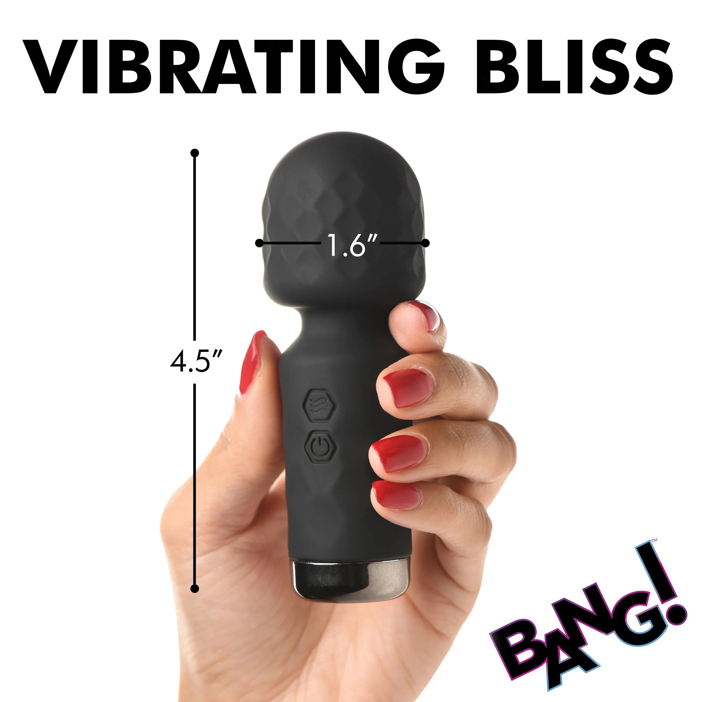 Bang 10X Mini Silicone Wand Black - Compact and Powerful Vibrator > Sex Toys For Ladies > Wand Massagers and Attachments