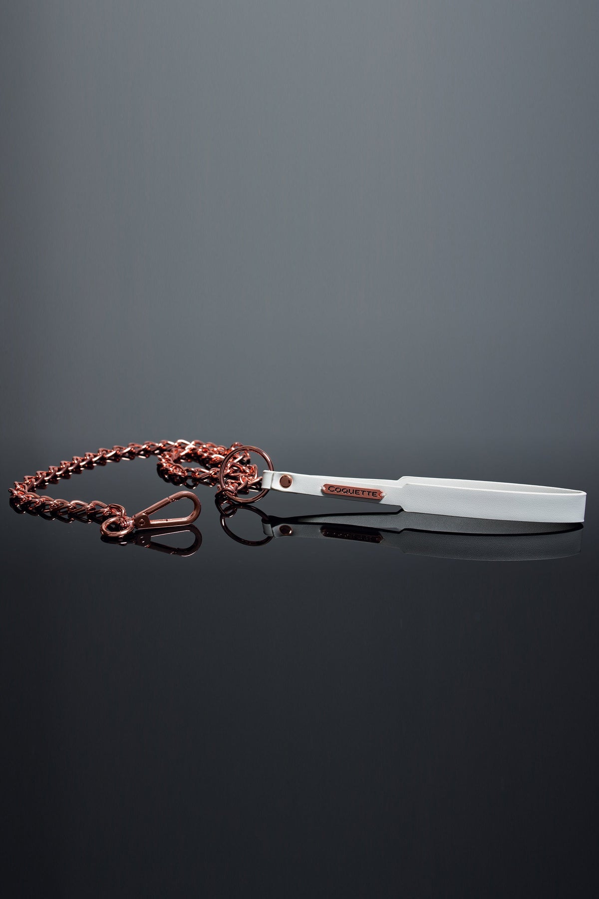 Coquette Leash White Vegan Leather with Rose Gold Chain and Metal Charm 25.5 Inch Length > Clothes > Body Jewellery (Non Piercing)