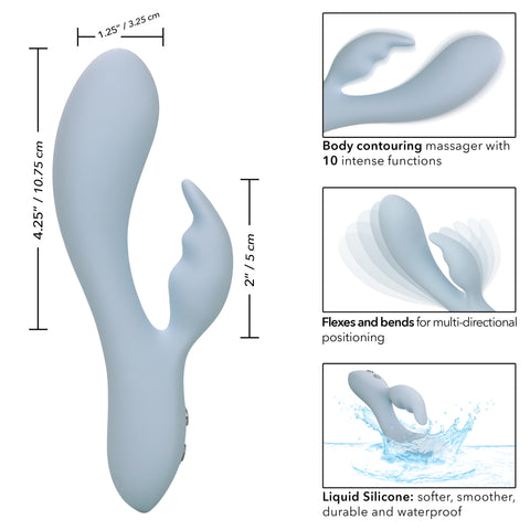 Contour Kali Flexible Dual Massager in Light Blue with 10 Vibration Functions and Rechargeable > Vibrators > Ladies > Rabbit