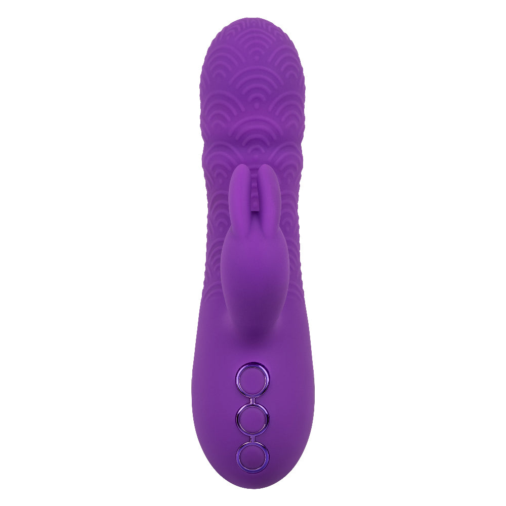 California Dreaming Manhattan Beach Marvel Purple Silicone Rabbit Vibrator with 10 Vibration Functions and 3 Thrusting Speeds Waterproof IPX7 USB Rechargeable VIBRATORS-RABBIT