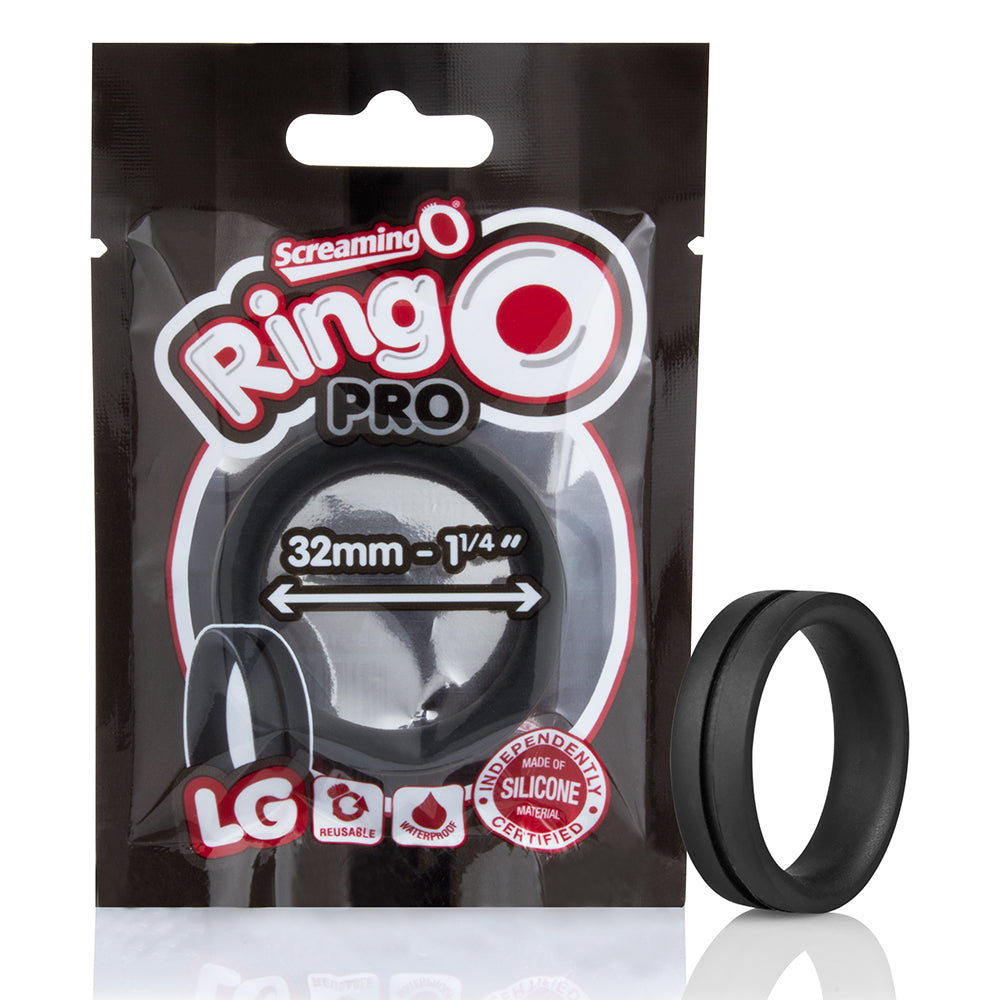 RingO Pro LG – Body-Safe Silicone Stretchy 1.25 Inch Penis Ring Black > Cock Ring > Single