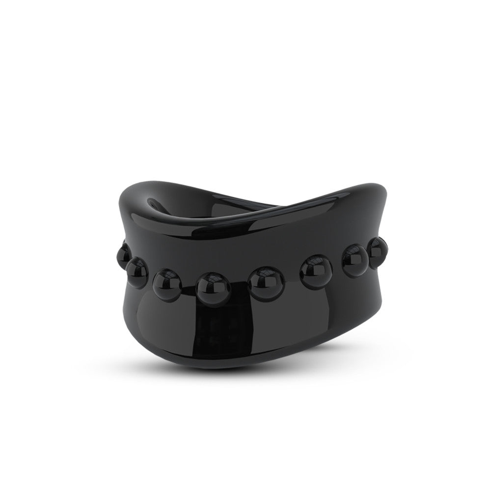 Stay Hard Beef Ball Stretcher Snug 1.5 Inch Black Adult Toy Black Ball Stretcher