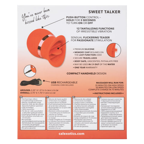 French Kiss Sweet Talker Red Compact Rechargeable Silicone Massager with 12 Vibration Functions Finger Stimulator