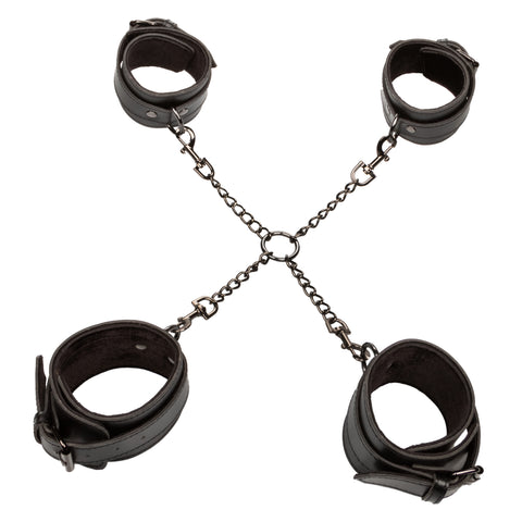 Euphoria Collection Black Hog Tie with Adjustable Velvet and Vegan Leather Cuffs, 9 to 10 Inch Circumference > Bondage Gear > Restraints