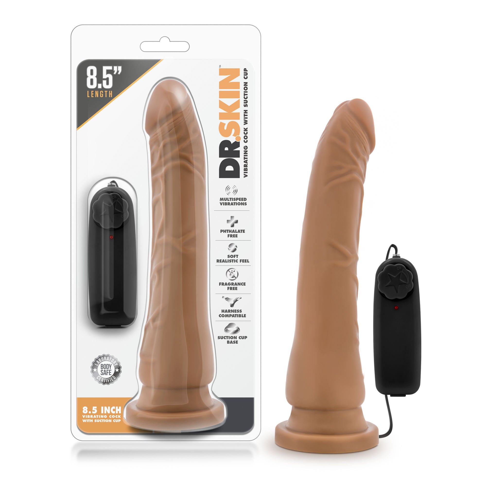 Dr. Skin 8.5 Inch Vibrating Realistic Cock (Vanilla) – Slim Vibrator With Suction Cup > Vibrators > Realistic Vibrators