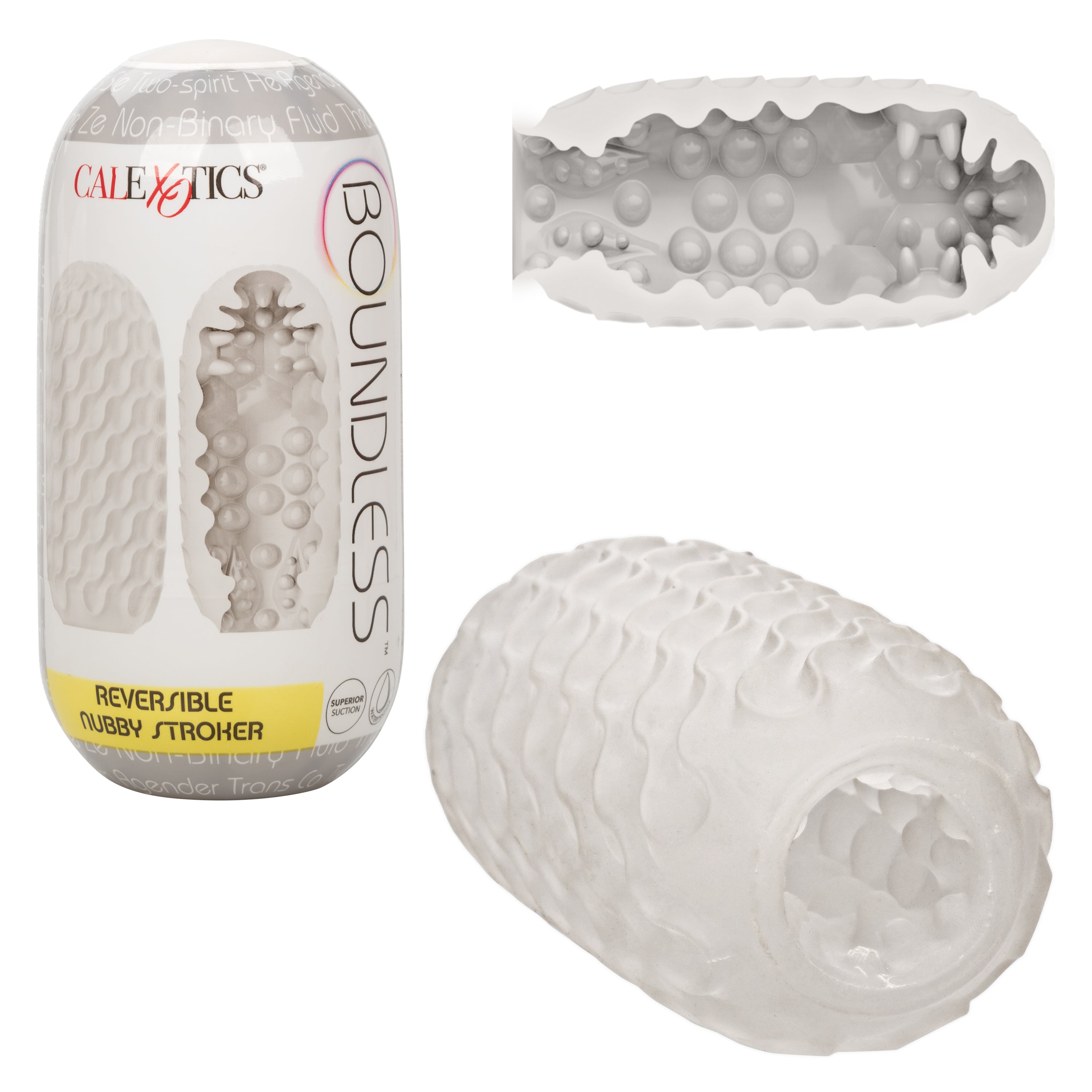 Boundless Reversible Nubby Stroker 4.5 Inch Dual-Texture Clear Compact Male Masturbator Strokers - Manual