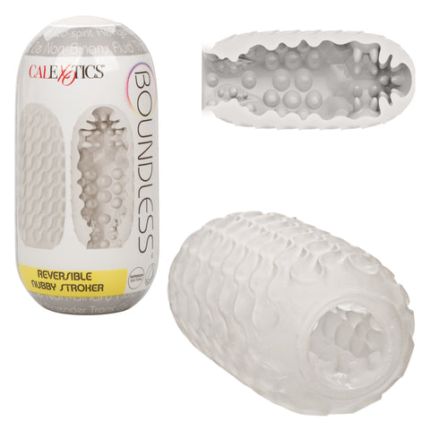Boundless Reversible Nubby Stroker 4.5 Inch Dual-Texture Clear Compact Male Masturbator Strokers - Manual
