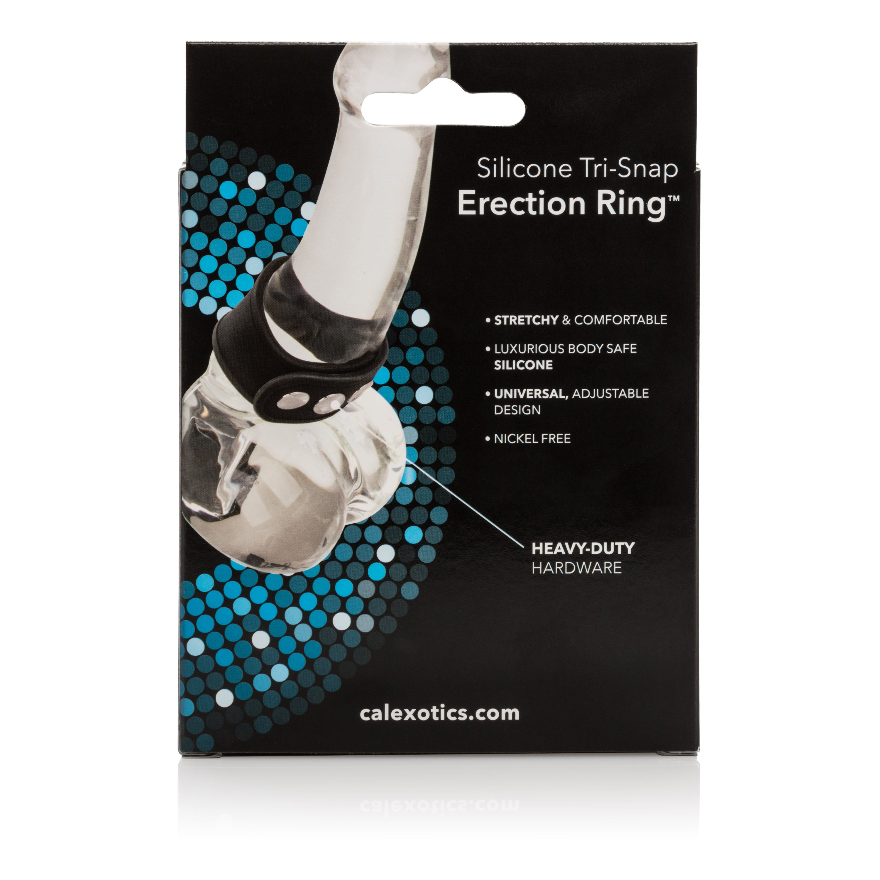 Silicone Tri-Snap Erection Ring Black with Adjustable Heavy-Duty Hardware COCK RINGS Adjustable