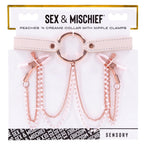Sex & Mischief Peaches n CreaMe Collar with Nipple Clamps 35-44.5 cm > Sex Toys > Nipple Clips